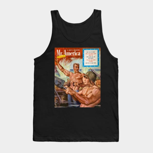 MR AMERICAN Men's Magazine - Vintage Physique Muscle Male Model Magazine Cover Tank Top by SNAustralia